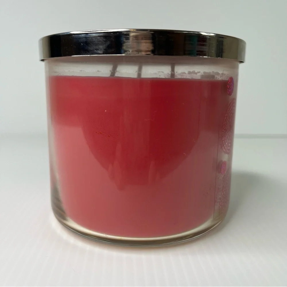 Bath and Body Works Be Joyful 3 Wick Candle Pink Sugar Clementine Jasmine Scent